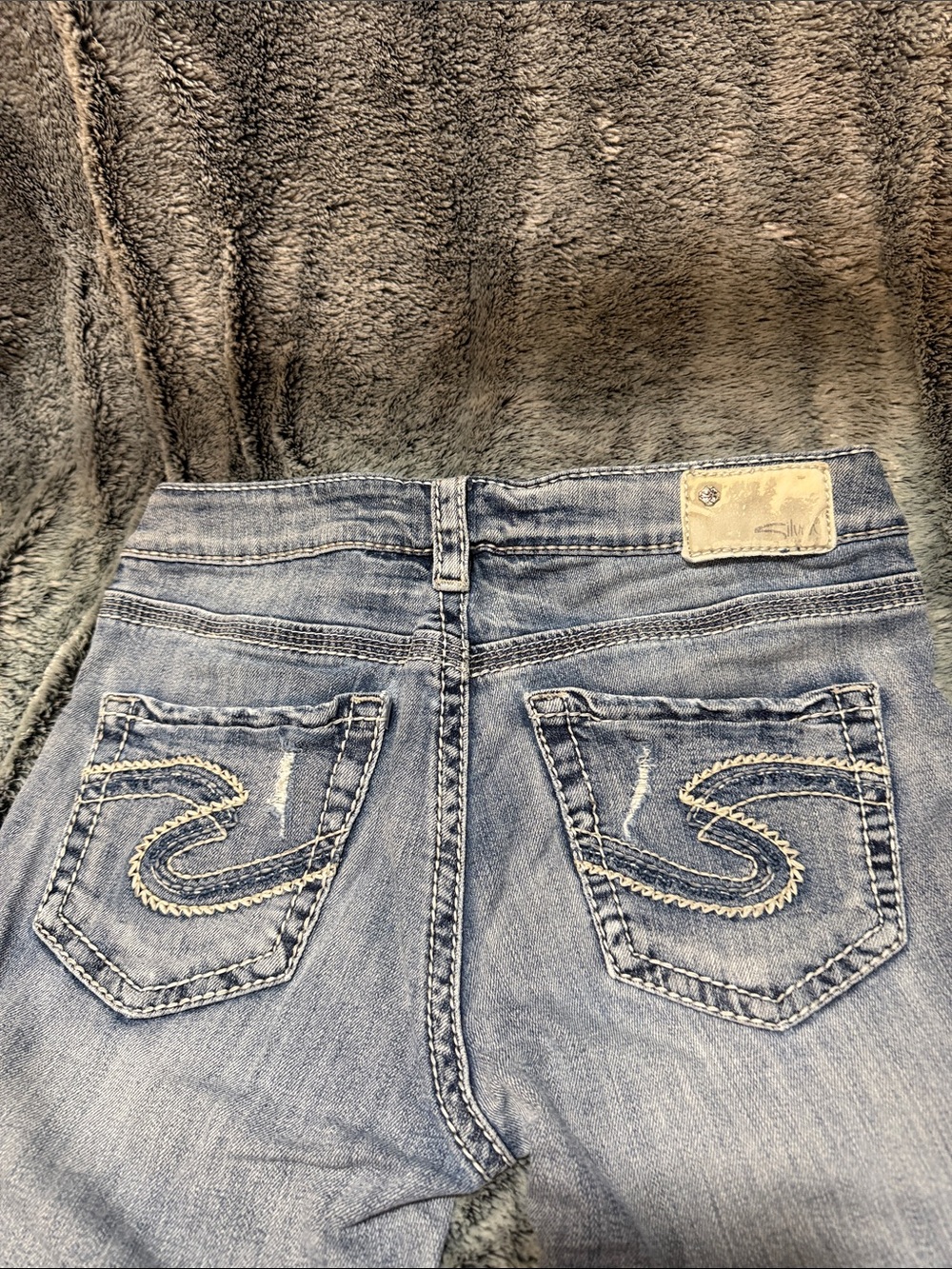 Silver Aiko Light Blue Distressed Straight Leg capris